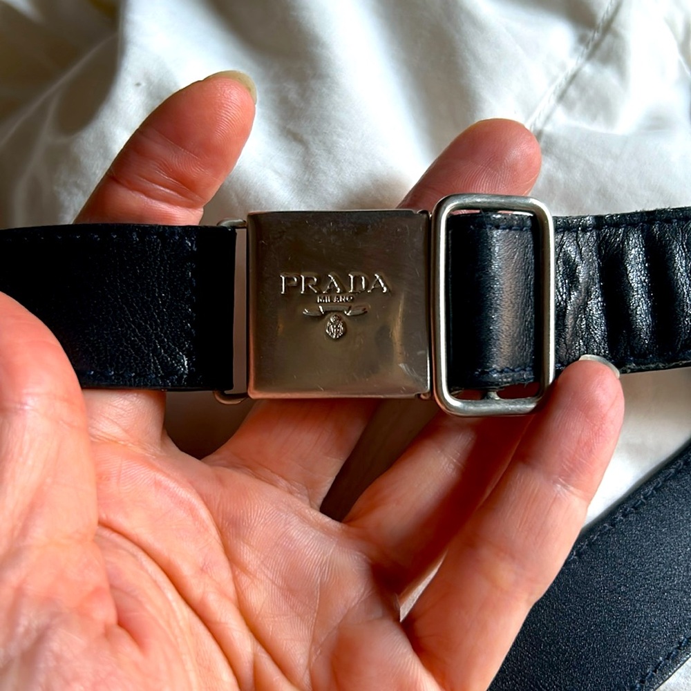 PRADA logo buckle belt in cowhide leather